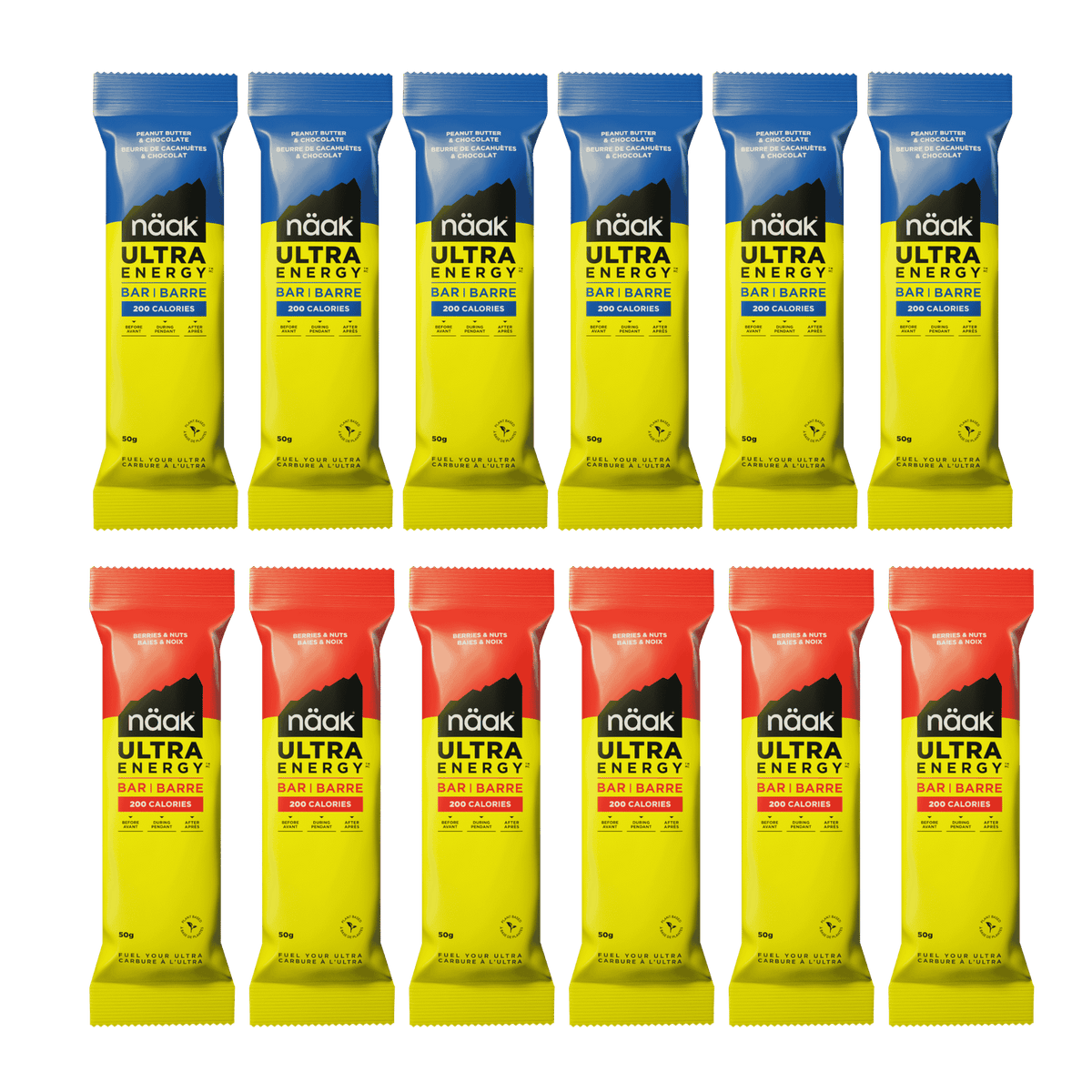Naak caffeine free bars pack barres ultra energy sans caféine